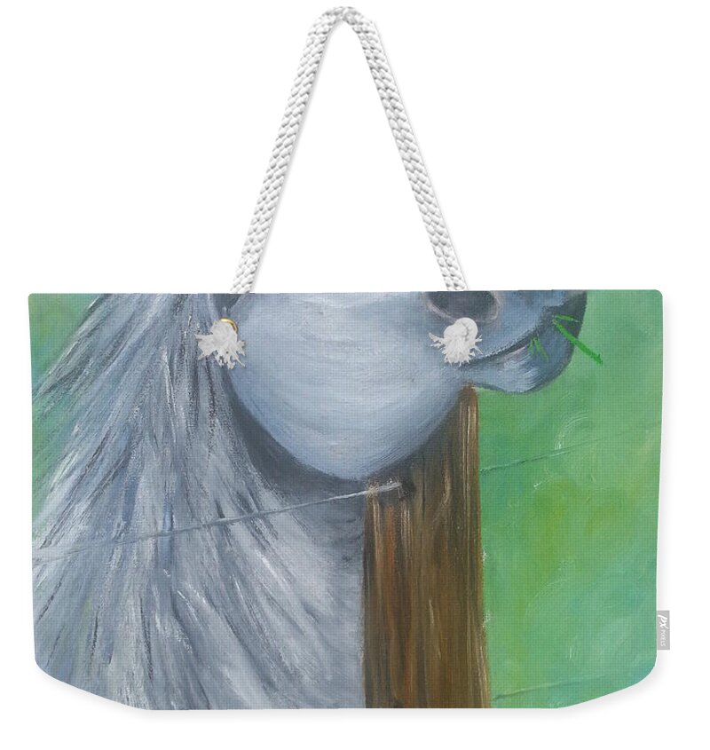 Horses Weekender Tote Bag featuring the painting Little Grey Has An Itch by Abbie Shores