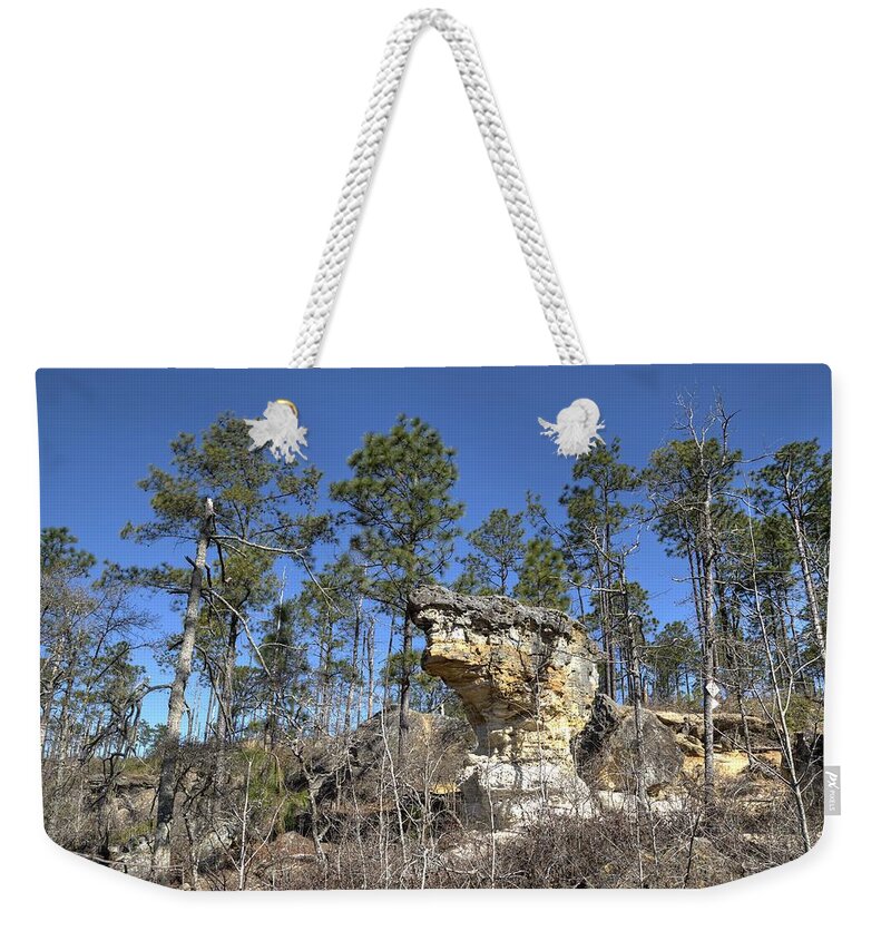 Peach Weekender Tote Bag featuring the photograph Little Peach Tree Rock by Charles Hite