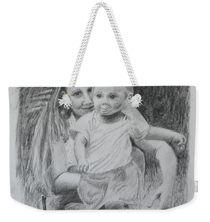 Mother Weekender Tote Bag featuring the drawing Little Runaway by Daniel Reed
