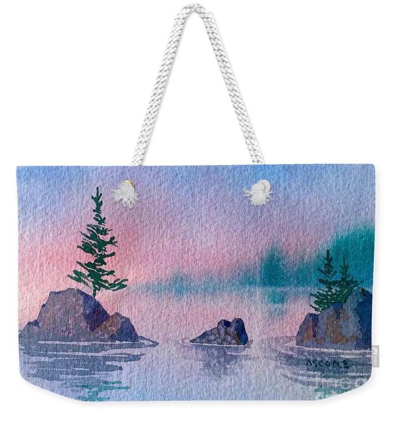Little Trees Weekender Tote Bag featuring the painting Little Trees by Teresa Ascone