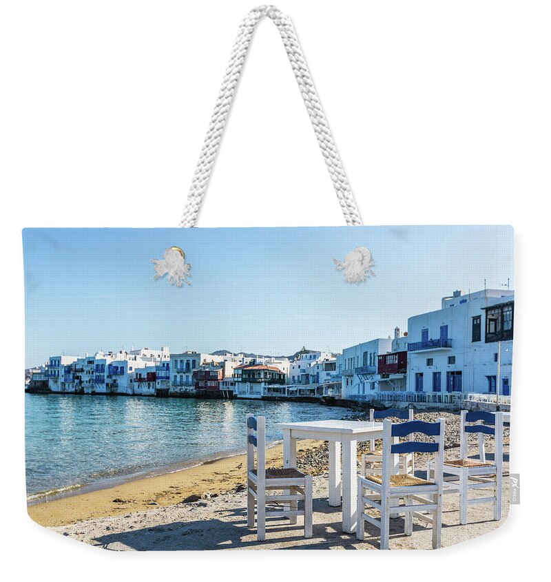Mykonos Town Weekender Tote Bag featuring the photograph Little Venice Of Mykonos by Deimagine
