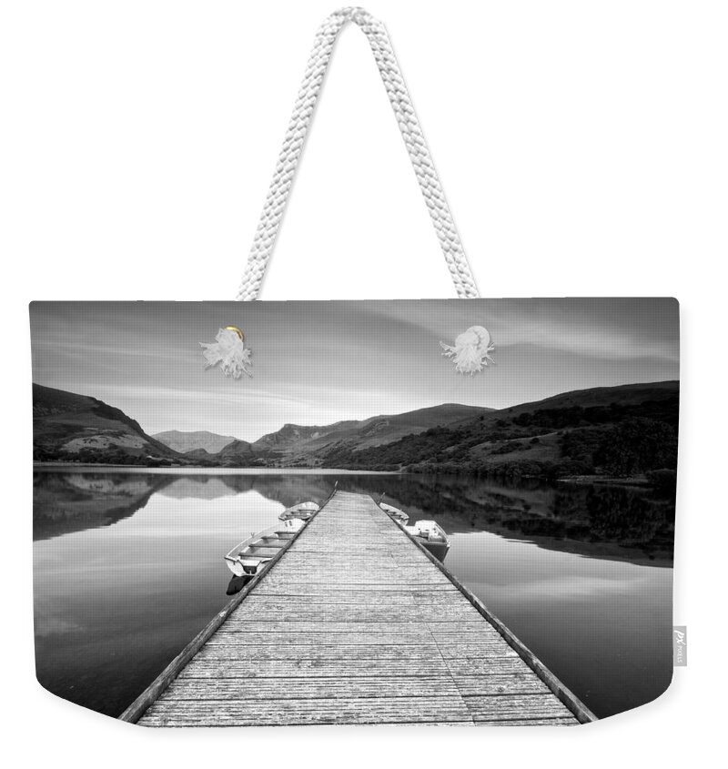 Landscape Weekender Tote Bag featuring the photograph Llyne Nantile Jetty by Stephen Taylor