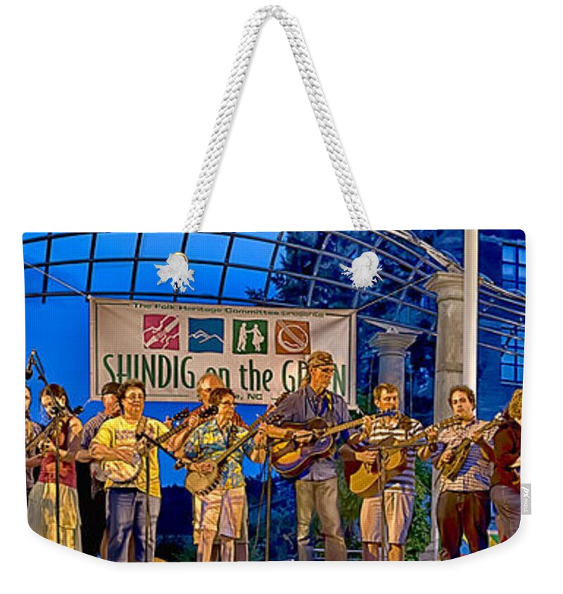 Asheville Weekender Tote Bag featuring the digital art Log Cabin Band by John Haldane