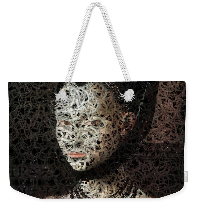 Black Weekender Tote Bag featuring the digital art Lola - Creative Portrait Series by Aimelle Ml
