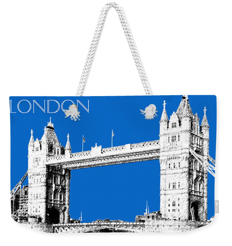 Architecture Weekender Tote Bag featuring the digital art London Skyline Tower Bridge - Blue by DB Artist