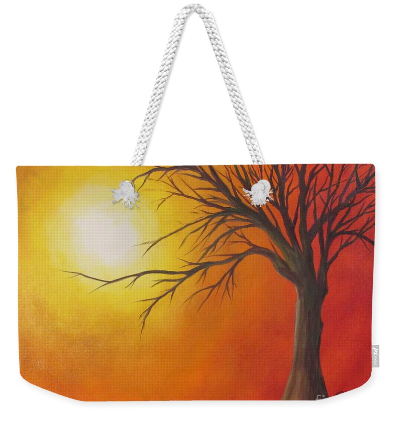 Tree Weekender Tote Bag featuring the painting Lone Tree by Denise Hoag