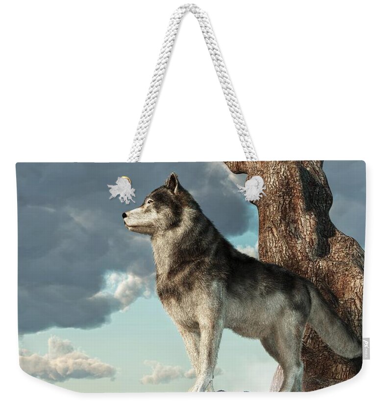 Lone Wolf Weekender Tote Bag featuring the digital art Lone Wolf by Daniel Eskridge