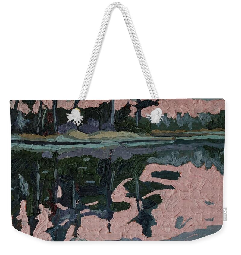 Chadwick Weekender Tote Bag featuring the painting Long Reach Rain by Phil Chadwick