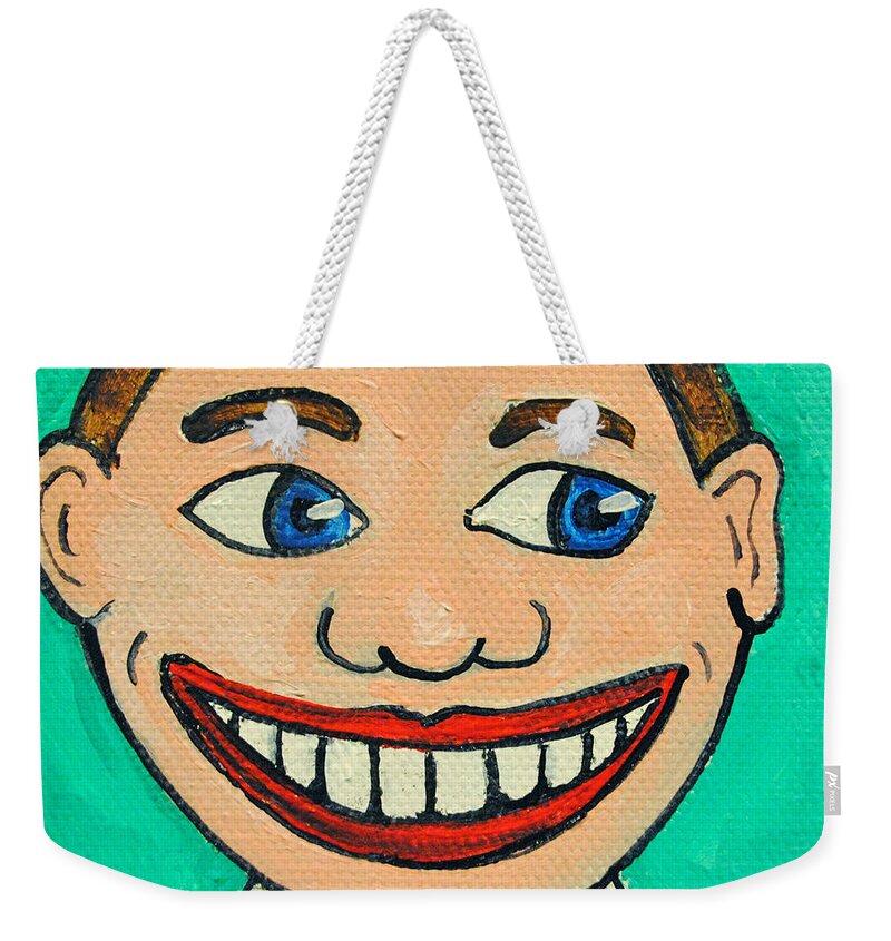 Tillie Weekender Tote Bag featuring the painting Lookin right Tillie by Patricia Arroyo