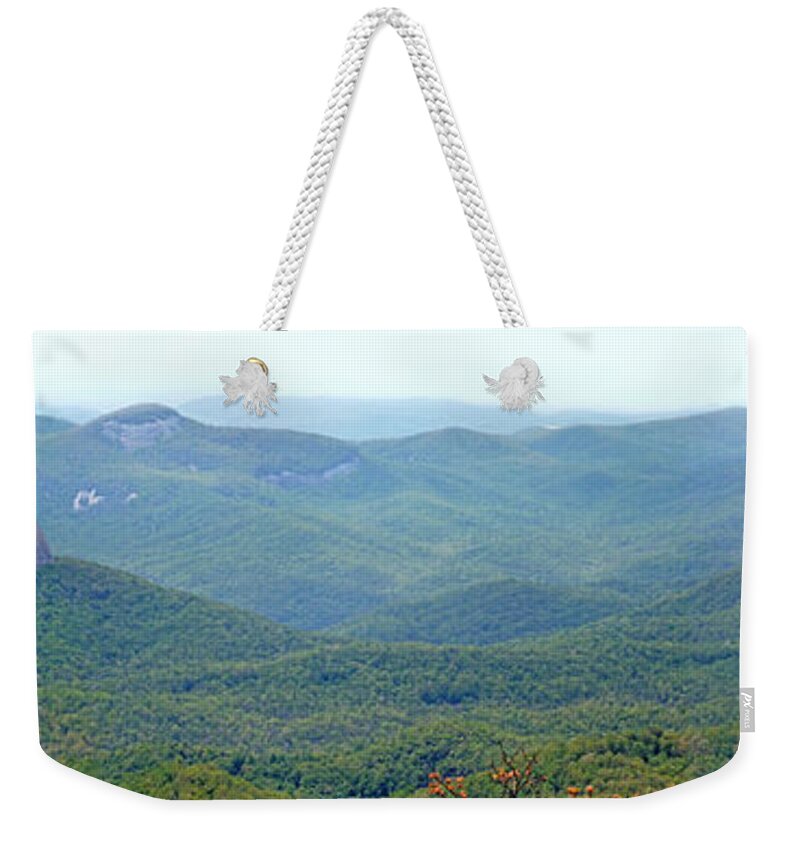 Duane Mccullough Weekender Tote Bag featuring the photograph Looking Glass Rock and Valley in the Spring by Duane McCullough