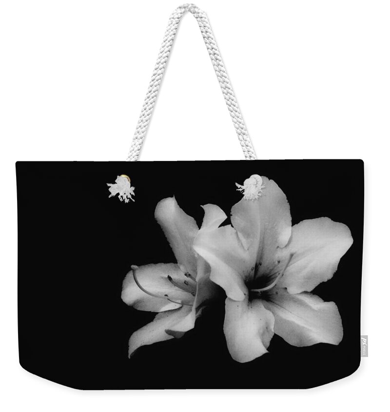 Lily Weekender Tote Bag featuring the photograph Lost In Darkness by Donna Blackhall