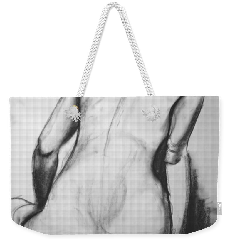 Woman Weekender Tote Bag featuring the drawing Lost In Thought by Rory Siegel