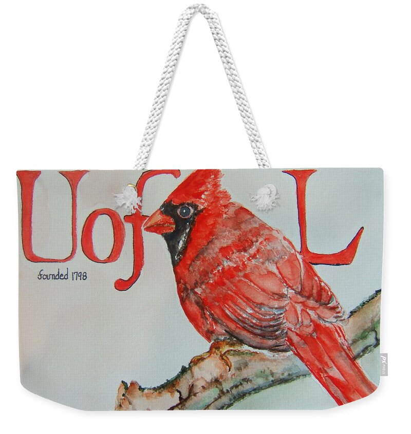 Louisville Cardinal Weekender Tote Bag by Elaine Duras - Pixels