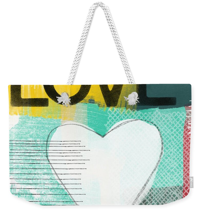 Love Weekender Tote Bag featuring the painting Love Graffiti Style- Print or Greeting Card by Linda Woods