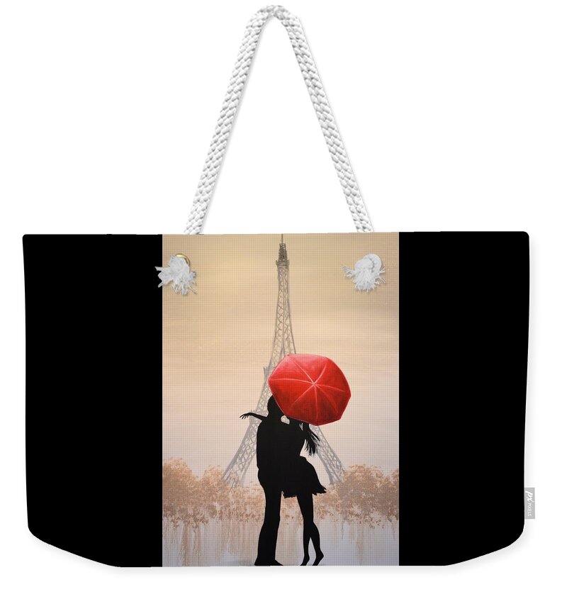 Love Print Weekender Tote Bag featuring the painting Love In Paris by Amy Giacomelli