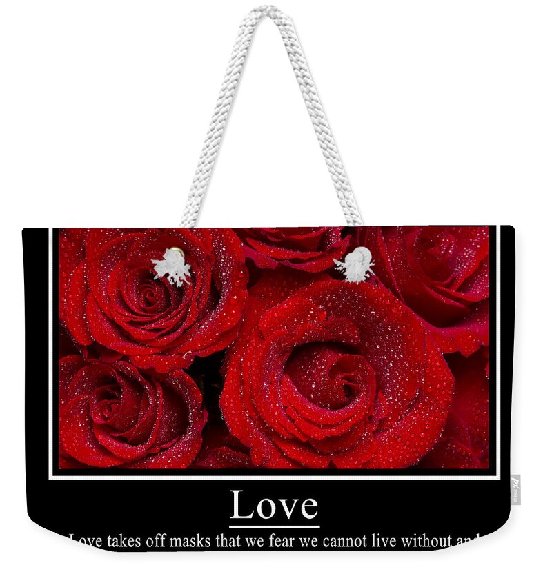 Love Weekender Tote Bag featuring the photograph Love Takes Off Masks by James BO Insogna