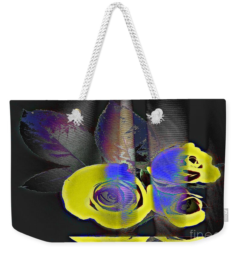 Yellow Rose Image Weekender Tote Bag featuring the digital art Lovely II by Yael VanGruber