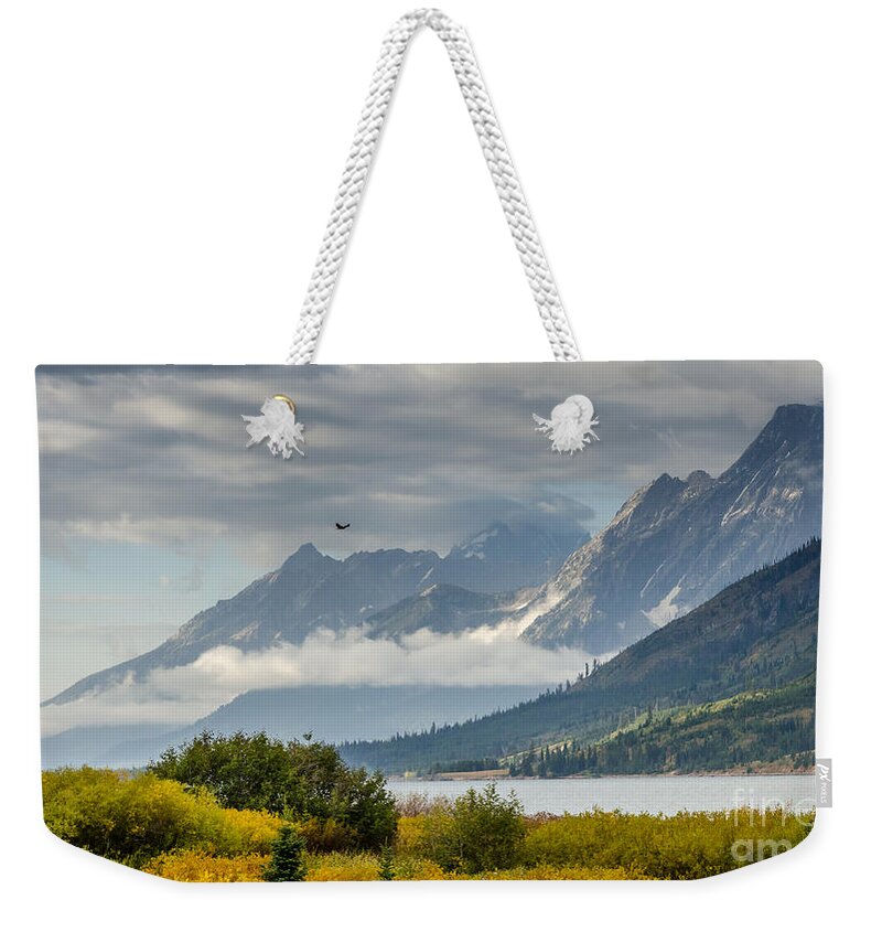 Low Clouds On The Teton Mountains Weekender Tote Bag featuring the photograph Low Clouds On The Teton Mountains by Debra Martz