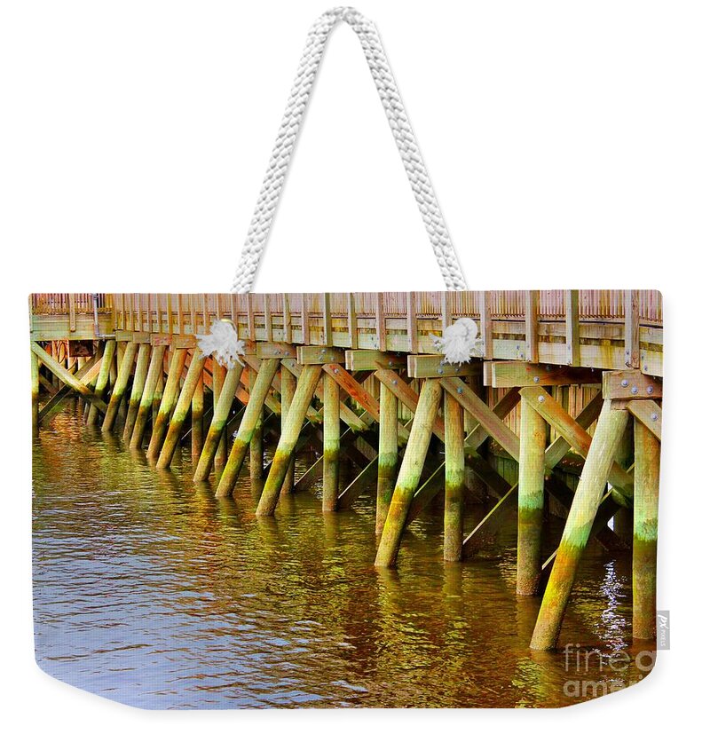 Pier Weekender Tote Bag featuring the photograph Low Tide by Judy Palkimas