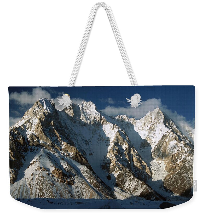 00260187 Weekender Tote Bag featuring the photograph Lower Gasherbrum Peaks by Colin Monteath