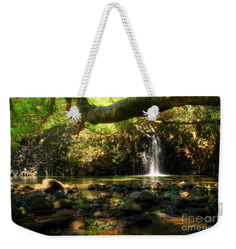 Lower Twin Falls Weekender Tote Bag featuring the photograph Lower Twin Falls Maui by Kelly Wade