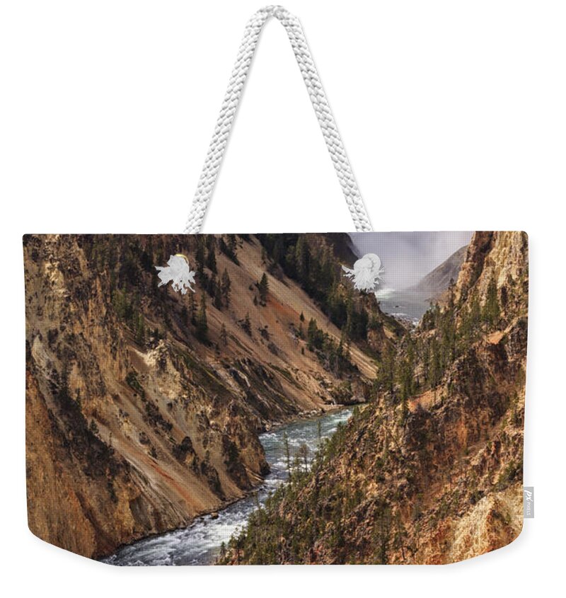 Artist Point Weekender Tote Bag featuring the photograph Lower Yellowstone Falls II by Mark Kiver