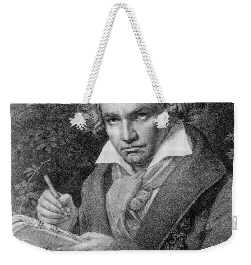 Portrait Weekender Tote Bag featuring the drawing Ludwig van Beethoven by Joseph Carl Stieler