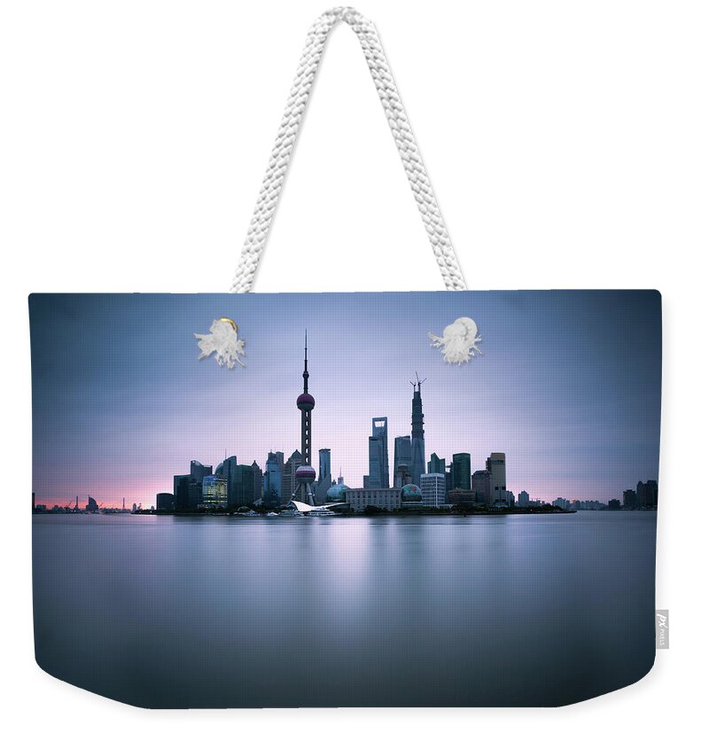 Tranquility Weekender Tote Bag featuring the photograph Lujiazui Pudong Skyline At Sunrise by Matteo Colombo