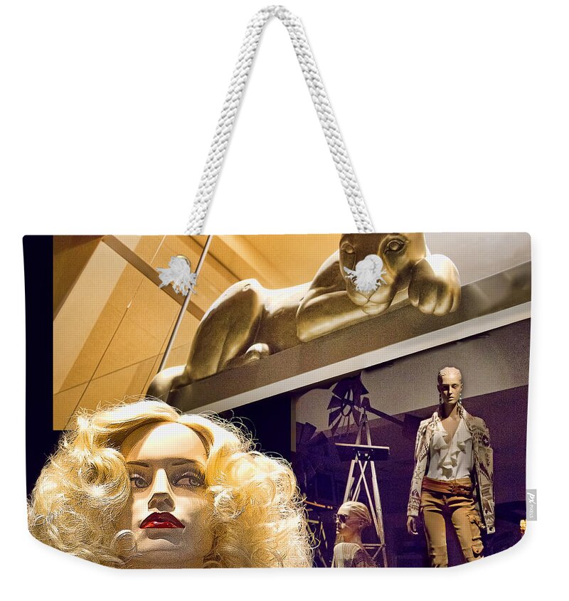 Luna Goes Shopping Weekender Tote Bag featuring the photograph Luna Goes Shopping by Chuck Staley