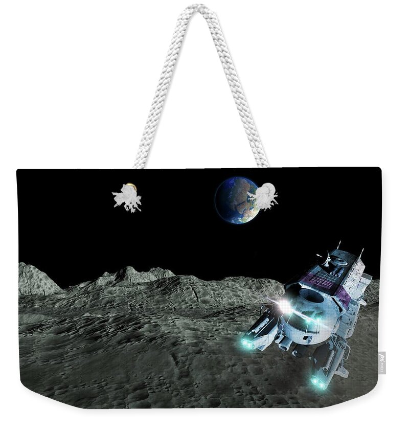 Concepts & Topics Weekender Tote Bag featuring the digital art Lunar Exploration, Artwork by Victor Habbick Visions