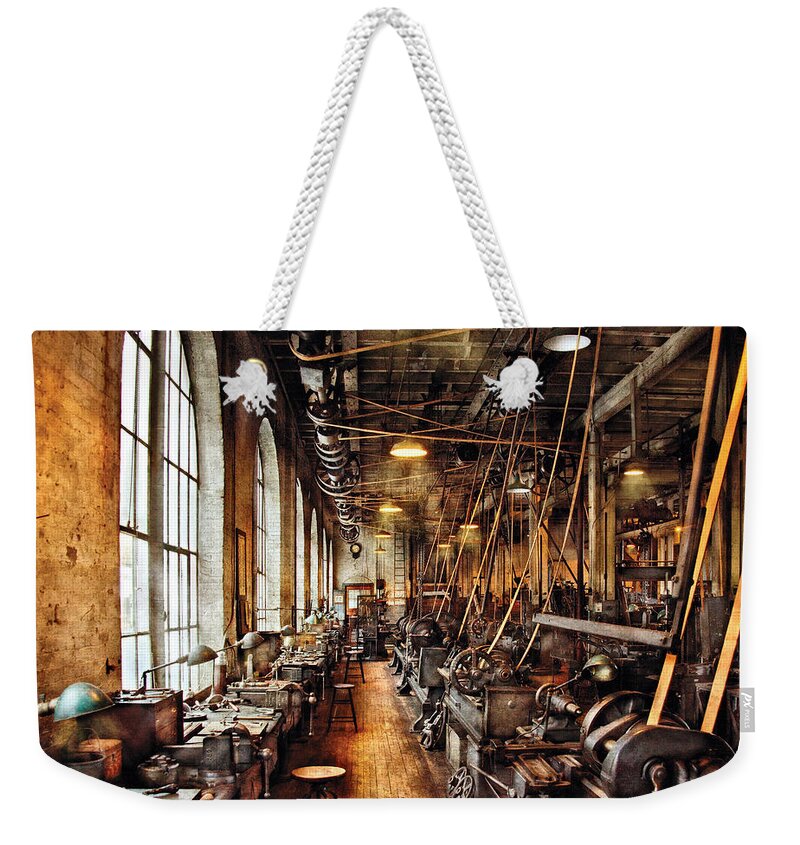 Machinist Weekender Tote Bag featuring the photograph Machinist - Machine Shop Circa 1900's by Mike Savad