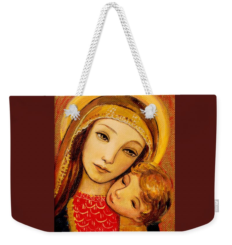 Mother Weekender Tote Bag featuring the painting Madonna and Child by Shijun Munns
