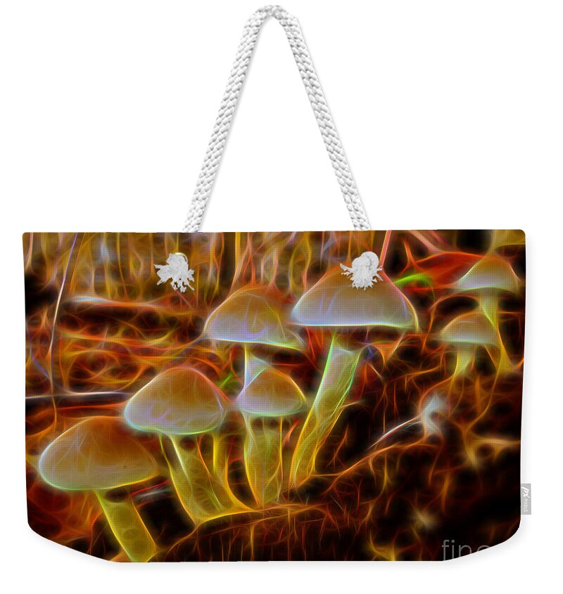 Autumn Weekender Tote Bag featuring the digital art Magic Mushroom-3 by Casper Cammeraat