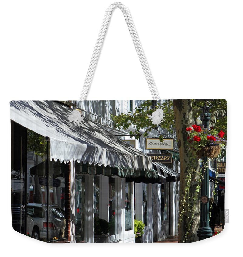 Edgartown Weekender Tote Bag featuring the photograph Main Street in Edgartown by Juergen Roth