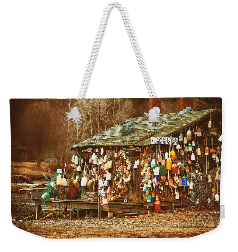 Maine Landscape Photography Weekender Tote Bag featuring the photograph Maine lobster buoys by Jeff Folger