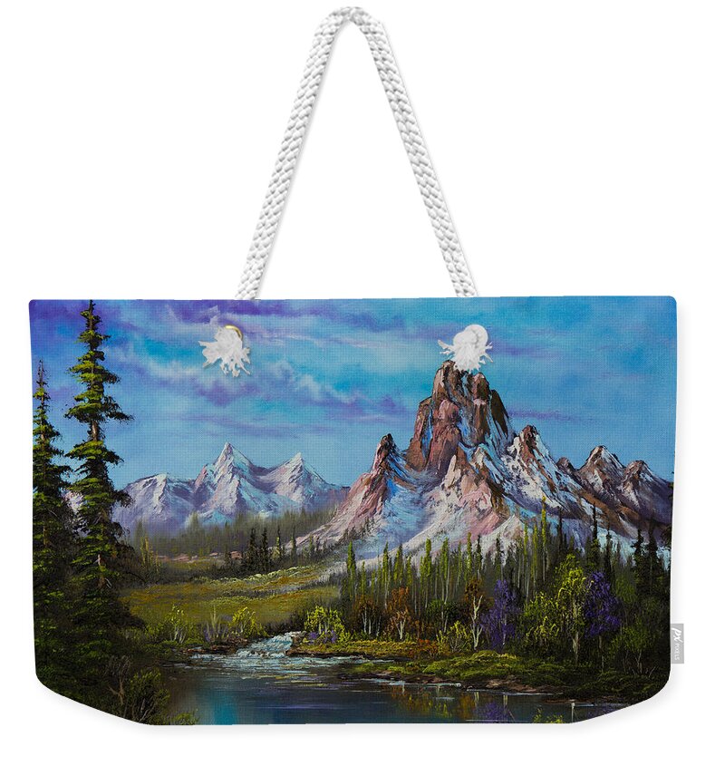 Landscape Weekender Tote Bag featuring the painting Majestic Morning by Chris Steele