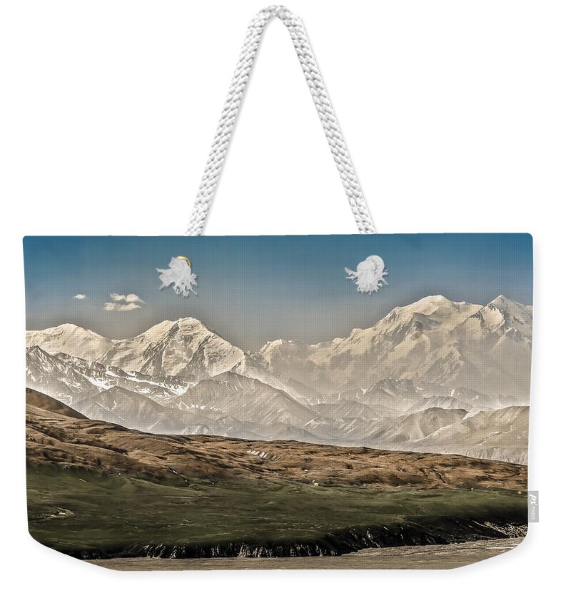 Penny Lisowski Weekender Tote Bag featuring the photograph Majestic Mount McKinley by Penny Lisowski