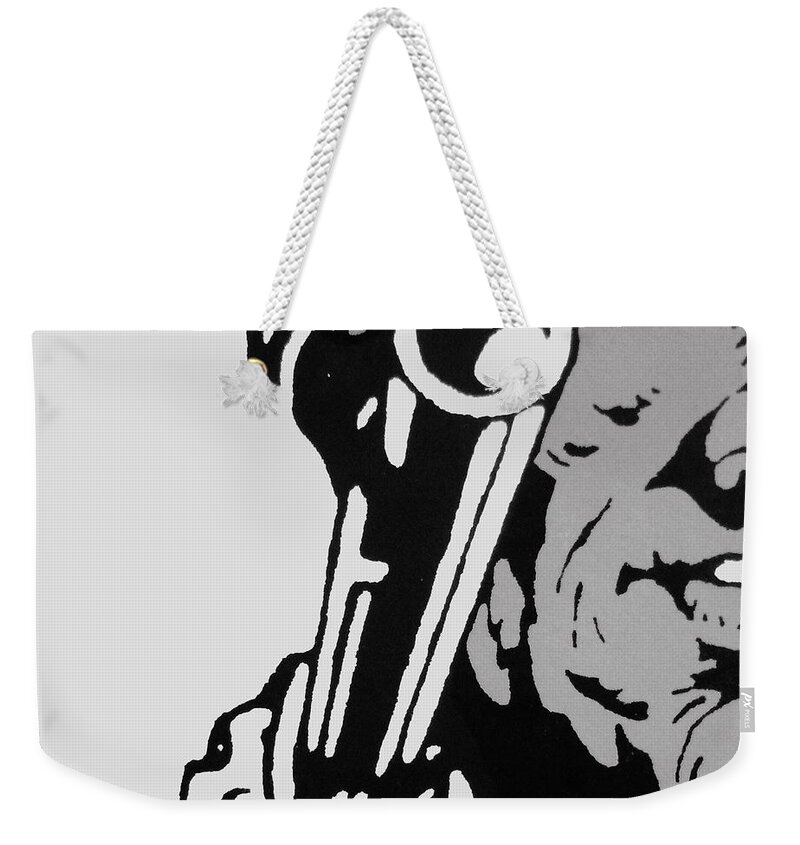Cowboy Weekender Tote Bag featuring the drawing Make My Day #2 by Robert ONeil