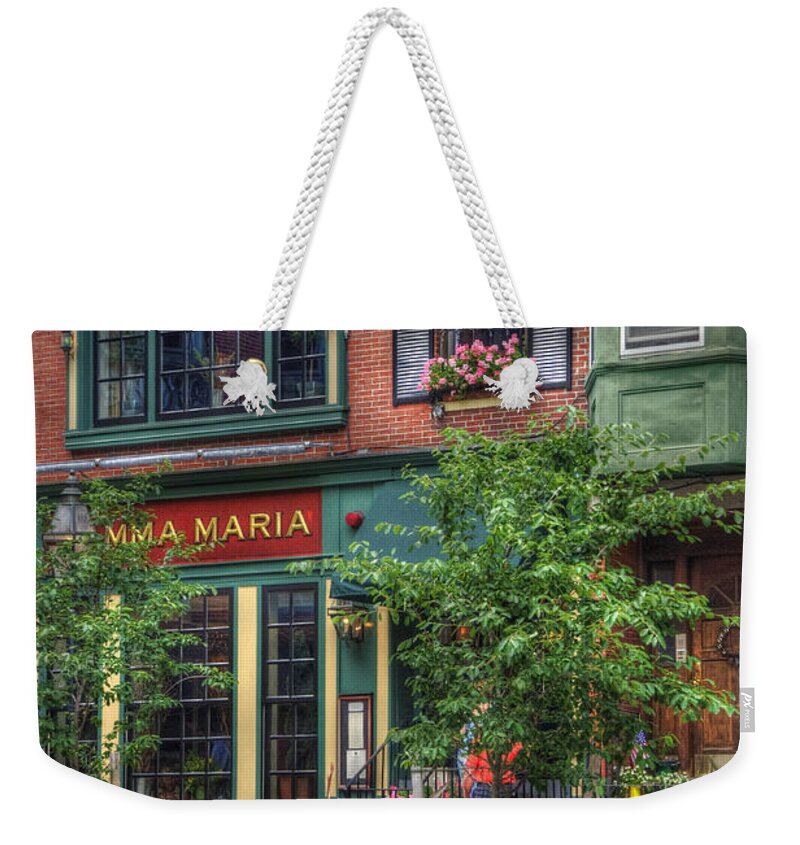 Boston Weekender Tote Bag featuring the photograph Mamma Maria - North End Boston by Joann Vitali
