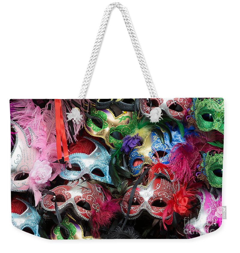Carnaval Weekender Tote Bag featuring the photograph Mardi Gras Masks by Jerry Fornarotto