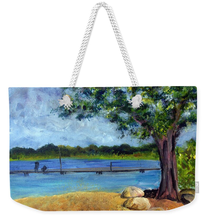 Beauty Weekender Tote Bag featuring the painting Marina at Ocean Inlet in Boynton Beach by Donna Walsh