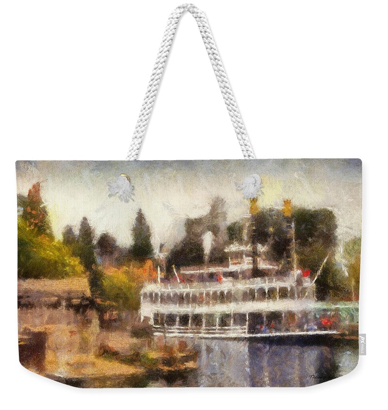 Frontierland Weekender Tote Bag featuring the photograph Mark Twain Riverboat Frontierland Disneyland Photo Art 02 by Thomas Woolworth