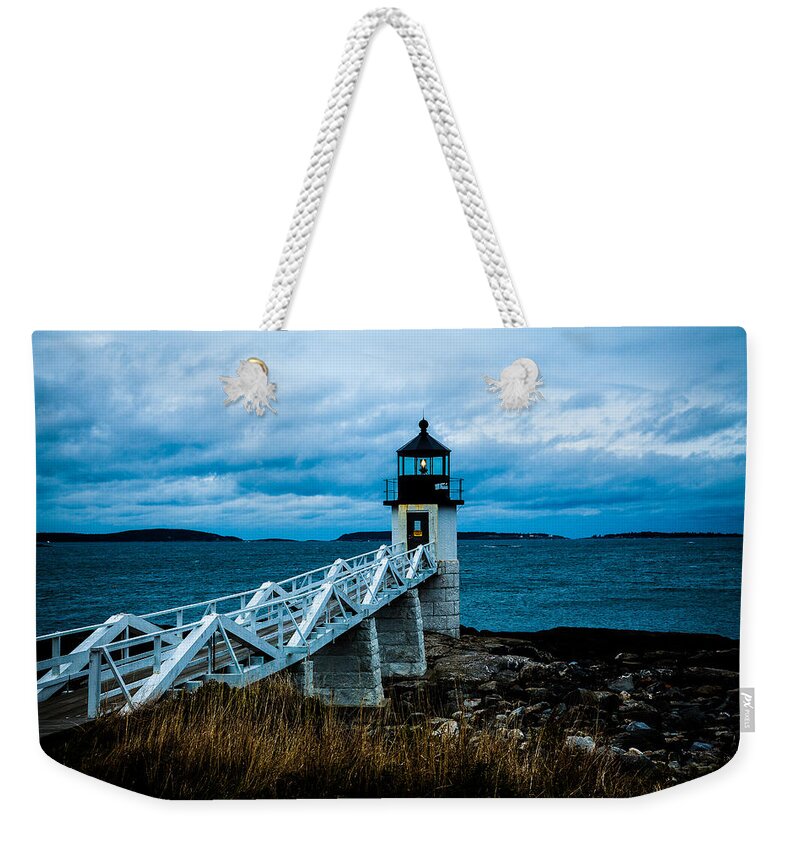 Lighthouse Weekender Tote Bag featuring the photograph Marshall Point Light at Dusk 2 by David Smith