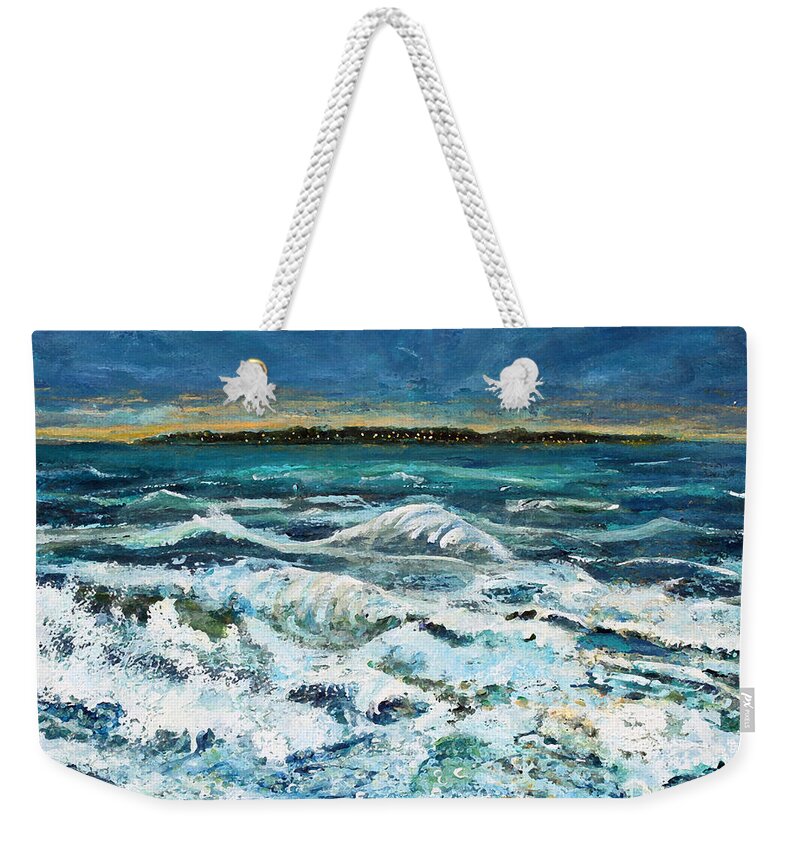 Martha's Vineyard Weekender Tote Bag featuring the painting Martha's Necklace by Rita Brown