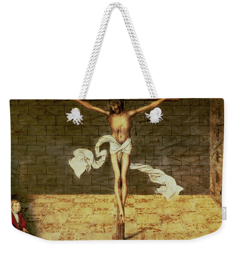 Crucifixion Weekender Tote Bag featuring the photograph Martin Luthers Sermon, Detail From A Triptych, 1547 Oil On Panel by Lucas, the Elder Cranach