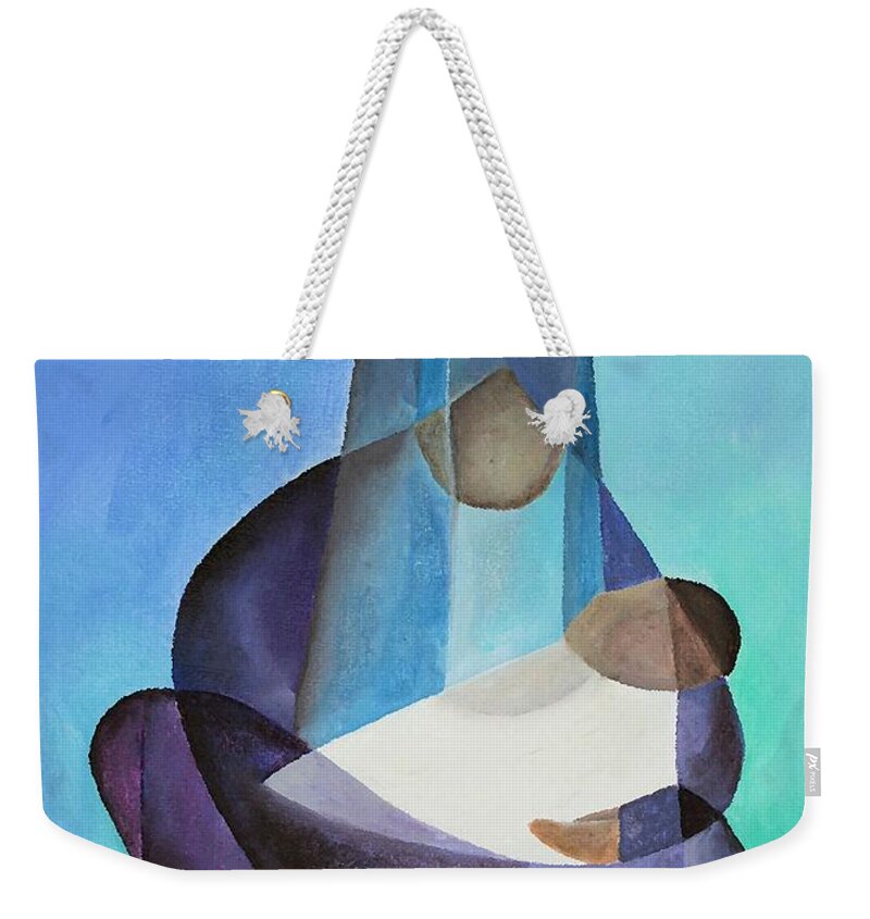 Christmas Weekender Tote Bag featuring the painting Mary and Messiah by Taiche Acrylic Art