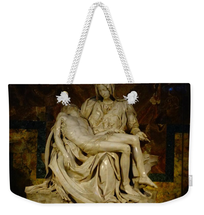 Jesus Weekender Tote Bag featuring the photograph Michaelangelo's Pieta by Alan Lakin