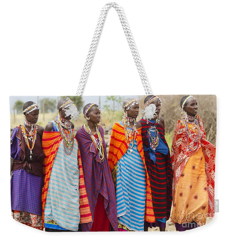 Amboseli National Park Weekender Tote Bag featuring the photograph Masai Women Kenya by Bill Bachmann