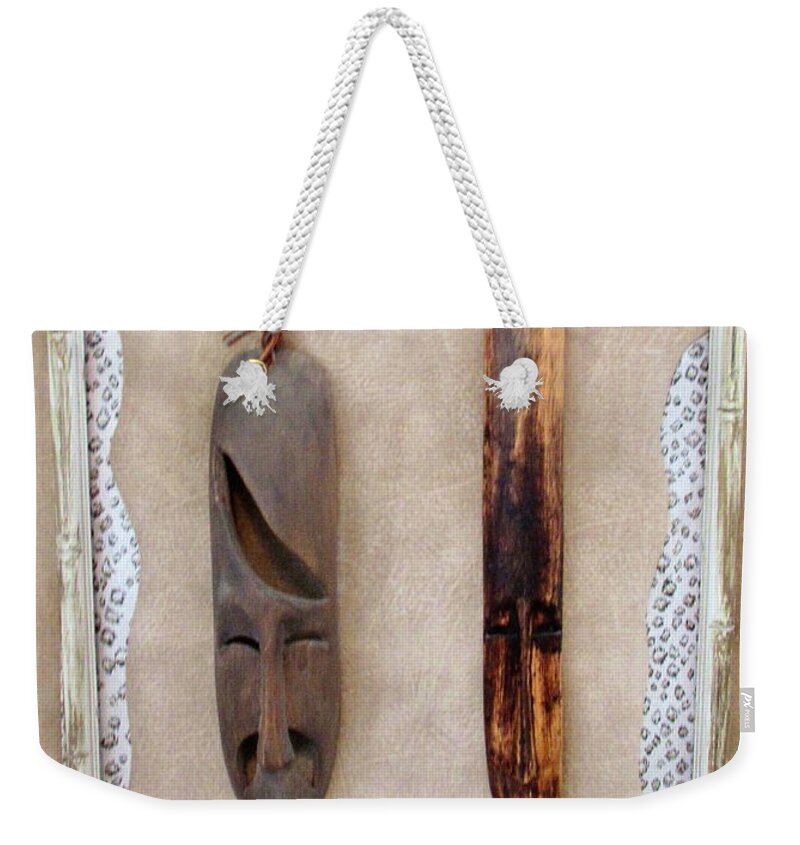 Painting Weekender Tote Bag featuring the mixed media Masks by Ashley Goforth