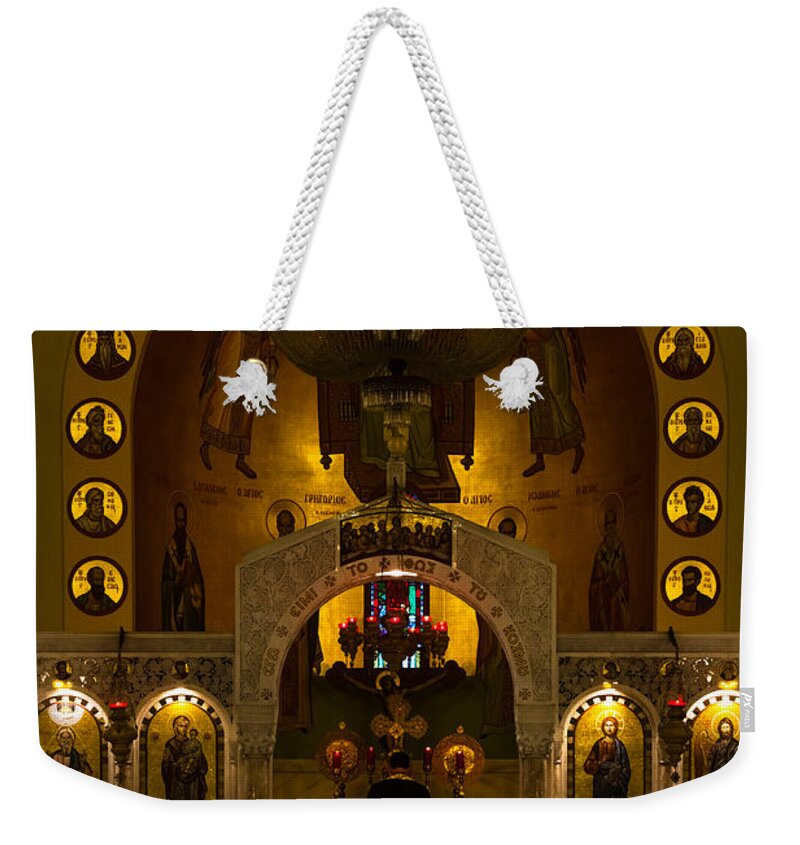 St. Sophia Greek Orthodox Cathedral Weekender Tote Bag featuring the photograph Mass at St Sophia by Ed Gleichman
